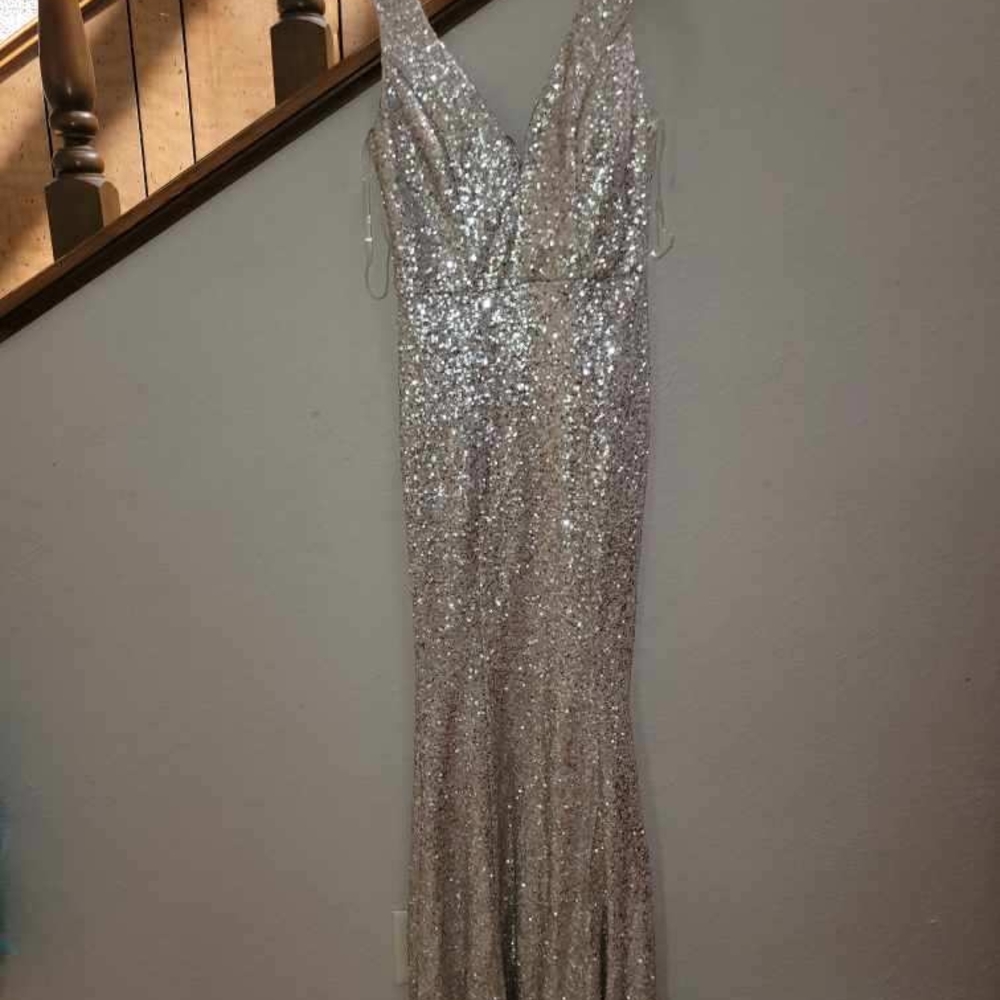 Sparkling Silver Sequin Gown